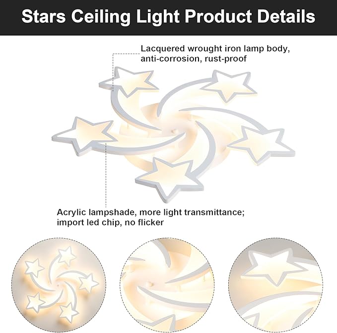 JAYMP Flower Shaped Ceiling Light Dimmable Modern Ceiling Lamp Remote Control LED Lighting Fixture for Bedroom Living Room Dining Room (White/5 Stars)