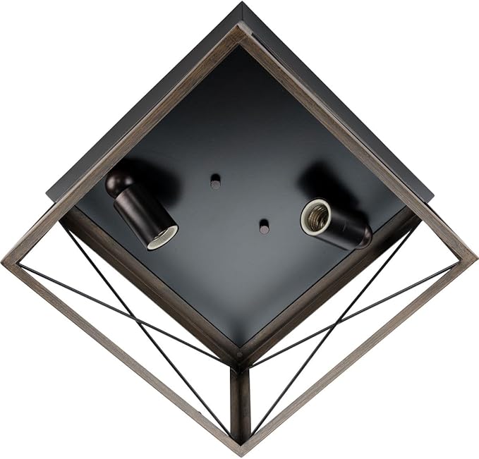 Progress Lighting 2-Light Ceiling Light, Flush Mount Ceiling Light Fixture for Interior Kitchen Lights, Hallway, Bedroom, Living Room, 12-Inch by 6-Inch, Briarwood Collection, Antique Bronze