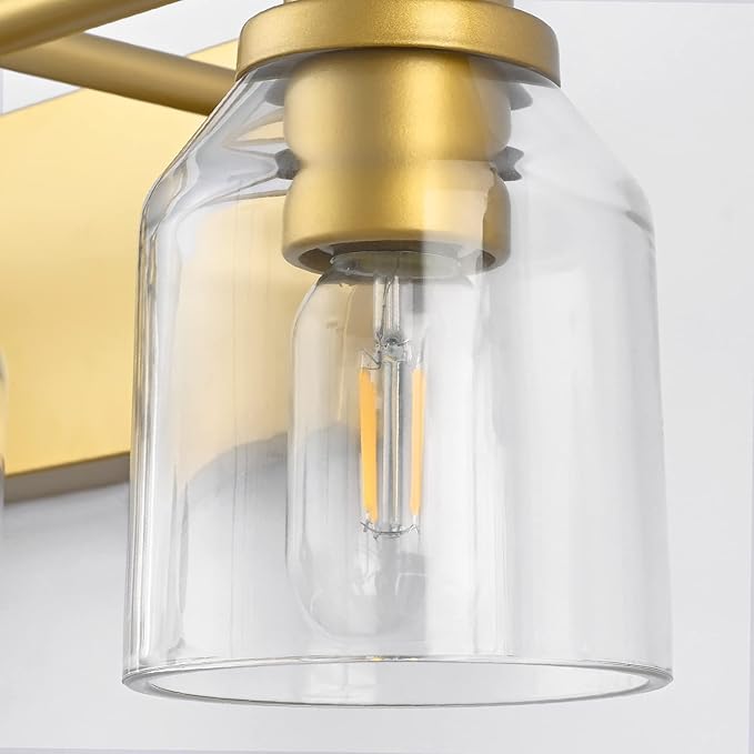 SOLFART Golden 2 Lights Vanity Light Fixture for Bathroom Lighting Fixtures Over Mirror Vintage Wall Light
