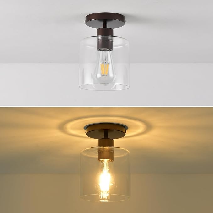 Oil Rubbed Bronze Semi Flush Mount Ceiling Light,Modern Farmhouse Ceiling Light Fixture for Closet Hallway Entryway,Hallway Light Fixture,Hanging Light Fixture