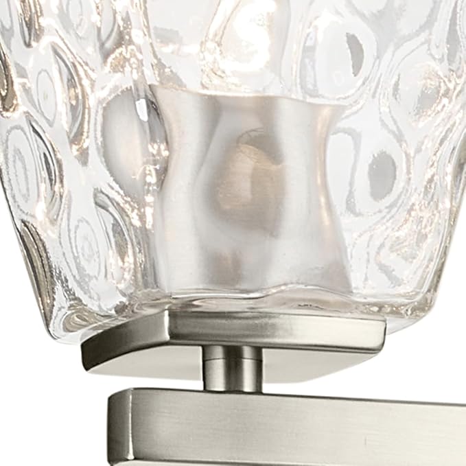 Kichler Marant 33.25" 4-Light Bathroom Vanity Light Fixture with Clear Water Glass in Brushed Nickel, Modern Wall Mount Over Mirror for Powder Room (33.25" W x 9.5" H), 55217NIWTR