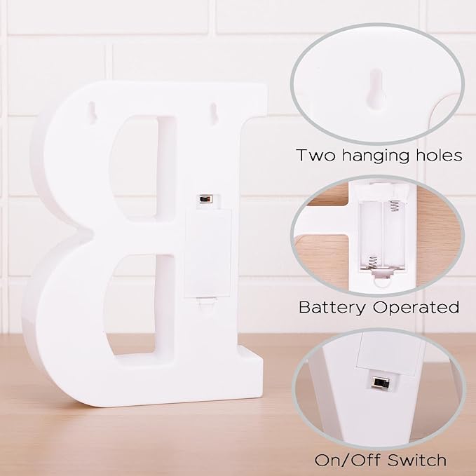 DyingSwan Small Led Marquee Letters, Light Up Letters, 8.58 Inch Led Letter Lights, Battery Powered Lighted Sign for Table, Party, Birthday, Christmas Decor (Letter B)