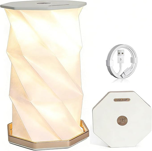 Travel Gifts Portable Foldable Cordless lamp，Dimmable Touch Control Foldable Paper Art Lamp，Gift lamp for Travel, bedrooms, Study Rooms, and Camping Rechargeable Light