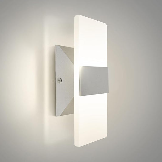 ASD 8 Inch Indoor LED Wall Sconce - 10W 2700K-5000K Dimmable Brushed Nickel Wall Sconce Lights for Living Room, Bedroom, Bathroom, Hallway - Modern Wall Sconces Hardwired, ETL Interior Light