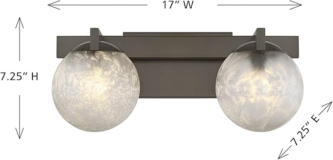 Savoy House 8-1017-2-15 Darien Contemporary Ice Glass Bathroom Vanity Wall Light, 2-Light 120 Total Watts, 7" H x 17" W, Mediterranean Bronze