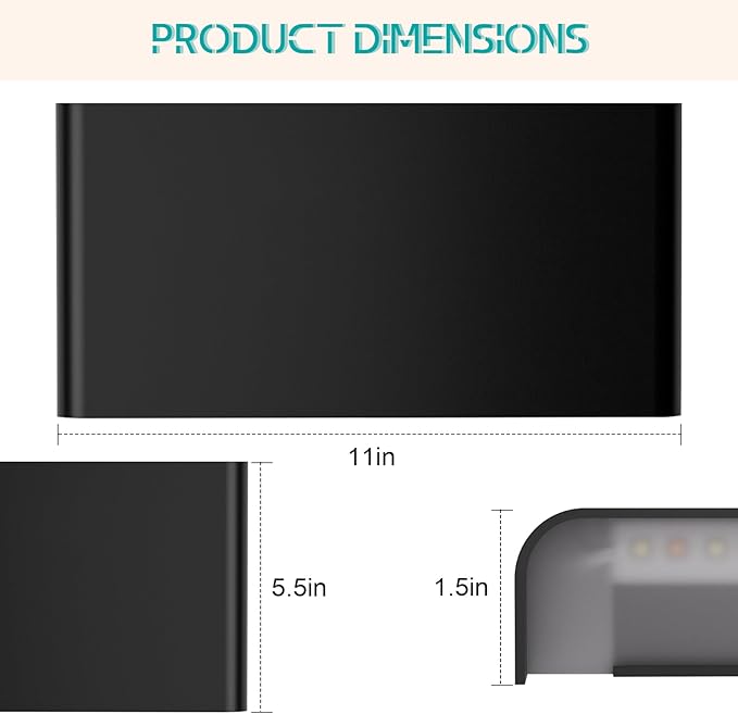 Modern Indoor Wall Sconce, 15W Dimmable 5CCT (3000K-6500K), Up and Down Lighting LED Wall Sconce, for Bedroom, Living Room, Hallway, Dresser (11 Inch - Matte Black 4 Piece)