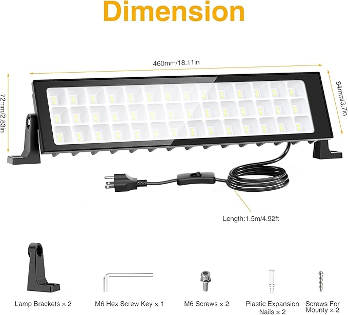 Onforu 1Pack LED Shop Lights,100W 14000lm Plug in Ultra Bright LED Work Lights,6500K Daylight White Garage Light,IP66 Waterproof Lighting for Garage Warehouses Workshop