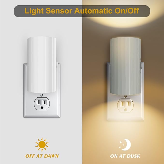 WSKVEZZA Night Light, Led Night Lights Plug into Wall, Sensor Dusk to Dawn, 0-100 LM Dimmable Night Lights, 3000K Soft White for Bathroom Bedroom Kitchen Toilet Hallway Stairway, 2 Pack