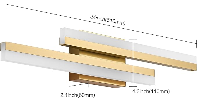 PRESDE 24 Inch LED Vanity Light Brushed Gold Bathroom Light Fixtures Over Mirror Modern Bath Lighting Bar 5CCT