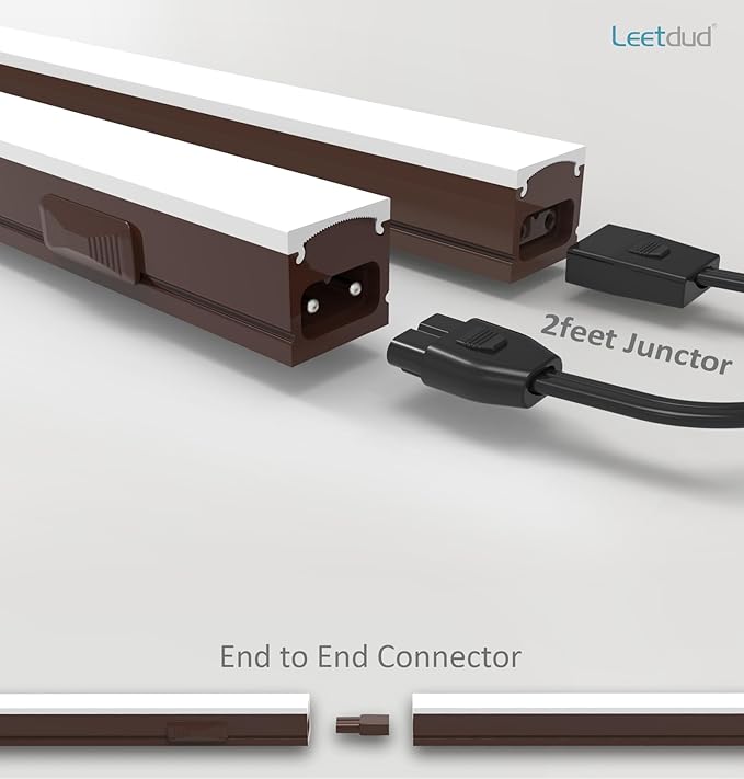 Leetdud Under Cabinet Lighting Plug in, 16 Inch 2 Pcs, Linkable AC120V 3CCT 3000K/4000K/5000K Ultra Slim, LED Under Cabinet Lights for Counter Light, Kitchen, Shelf, Sink, Workshop, Desk, Bronze