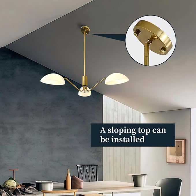 Modern Minimalist Chandelier,Sputnik Chandelier Gold Pendant Lighting Fixture Acrylic lampshadeCeiling Light for Dining Room Kitchen Island