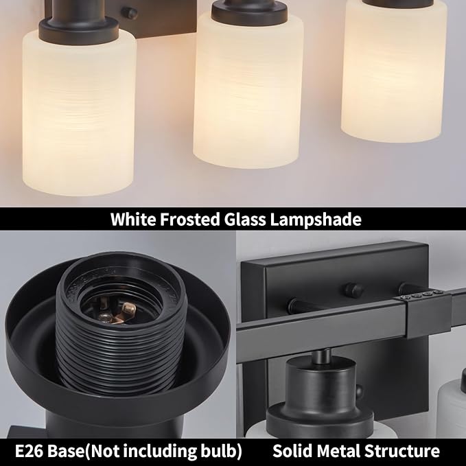 6-Light Black Vanity Lights, 38'' Modern Bathroom Vanity Lighting Fixtures for Mirror, Matte Bathroom Lighting Fixtures, Black Wall Sconces for Bedroom Living Room