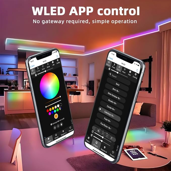 ESP32 WLED Controller with 16A Fuse for 5V-24V LED Strip Dynamic RGB IC DIY Port WiFi App Control Easy Wiring FCOB Addressable Strip Light (DOM-WLE-12P with Mic/UART)