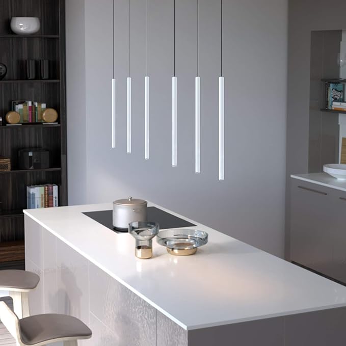CANALIS 3 Mini Pendant Lighting White - LED Hanging Light Fixture for Kitchen Island, Bar, Foyer - Cluster Pendants - Dimmable, Adjustable Wire, Lamp Bulb Included