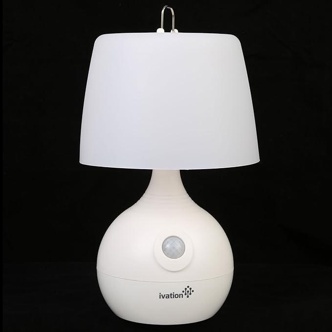 Ivation 12-LED Battery Operated Motion Sensing Table Lamp - Dual Color Range - Available Settings Include Manual & Automatic Motion & Light Sensing, White