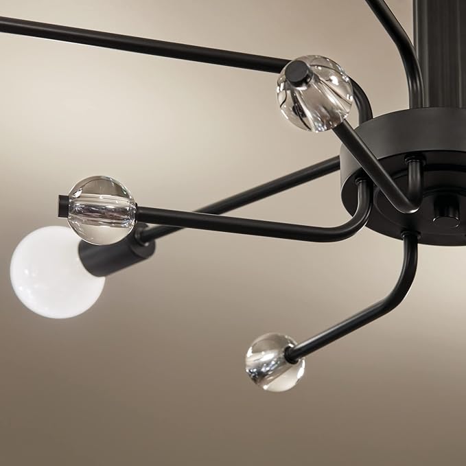 KICHLER Ocala 52602BK Flush Mount 6-Light 41.25˝ with Clear Crystal in Black