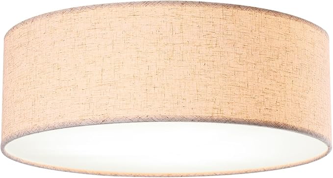 18-inch recessed Ceiling Light Fixture with Linen Shade, Modern Drum-Style Ceiling Light, UL-Certified, Suitable for Living Rooms, bedrooms, Kitchens, entryways, and Rustic Decor