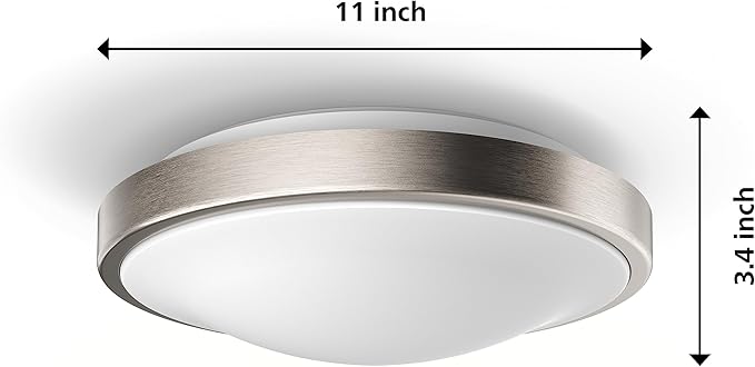 Philips LED 11" Flush Mount Ceiling Light 1-Pack, Selectable White Multi-CCT Brushed Nickel, 1200 Lumen (16W = 75W) Dimmable Ceiling Light, Frosted Flicker-Free, No Bulbs Required