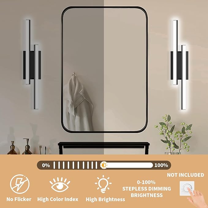 24 inch Bathroom Vanity Light-ETL Listed 5CCT Optional Bathroom Light Fixtures Lighting Adjustable 25W 2 Pack