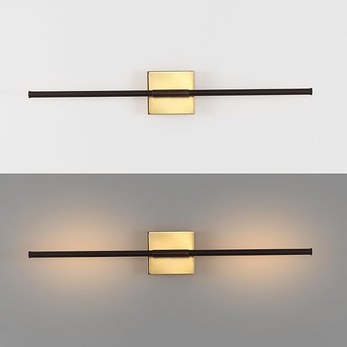 JONATHAN Y 28" Oil Rubbed Bronze/Brass Gold Modern Dimmable Integrated LED Wall Sconce, Metal Vanity Light for Bathroom Mirror Bedroom Hallway, Sleek Hardwired Wall Lamp Fixture, 3000K (JYL7022F)
