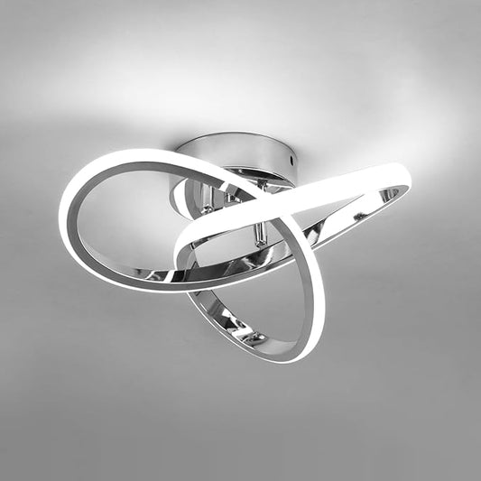 EIDISUNY Modern LED Ceiling Lights, 9.5in Chrome Hallway Ceiling Light fixtures 22W Cool White 6000K, Flush Mount Ceiling Light for Kitchen,Aisle, Entrance, Bedroom, Bathroom, Living Room