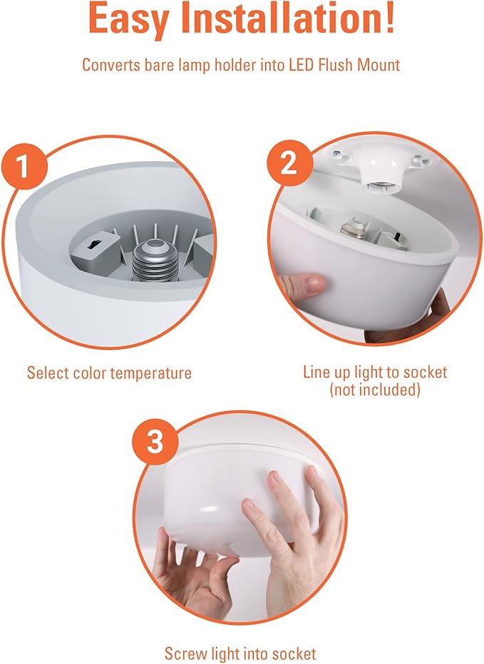 HALO Spin Light 6 inch Flush Mount LED Ceiling Light Fixture 1600 Lumens 15W Selectable CCT 2700K-5000K Easy Screw in Installation Replaces 100W Bulbs