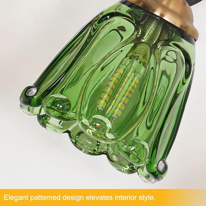 Vintage 3 Light Vanity Light, Black and Gold Bathroom Vanity Light, Bathroom Light Fixtures with Green Glass Shade, Antique Vanity Light Fixtures Over Mirror, Wall Sconce for Bedroom, Living Room