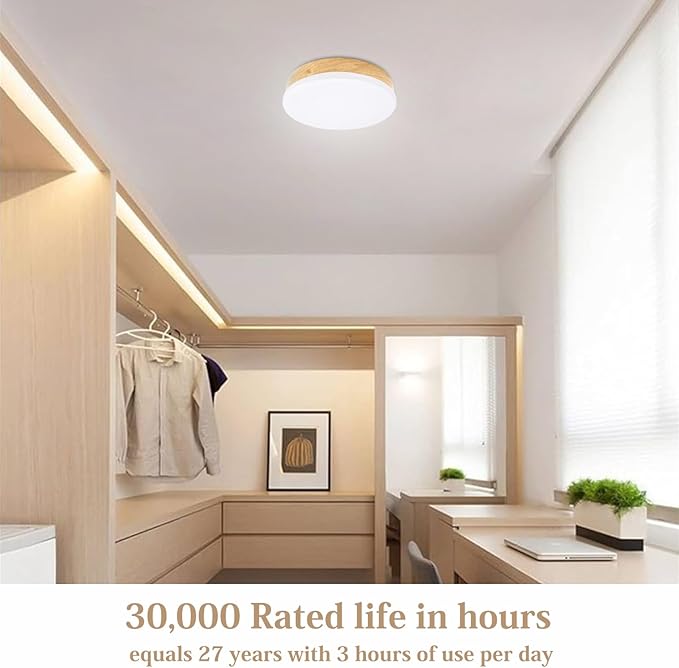 2-Pack Dimmable LED Flush Mount Ceiling Light Fixture 16W, Modern Round Small Ceiling Light Wood Pattern, 6.1” Minimalist Ceiling Lamp for Stair Hallway 5000K 30000h Lifespan