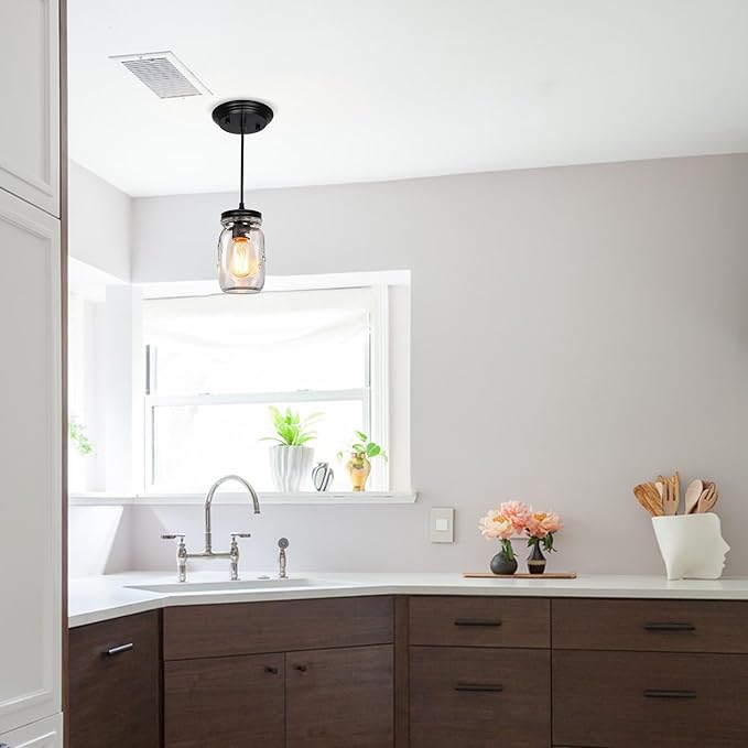 Mason Jar Light Fixtures, Farmhouse Pendant Light, Farmhouse Kitchen Island Lighting, Adjustable Hanging Pendant Lighting for Kitchen Foyer Hallway Dining Room