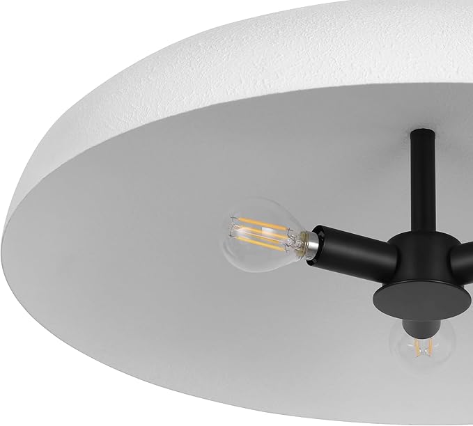 19.7 Inch Extra Large Pendant Light, 3-Light White and Black Metal Pendant Lighting Fixture, Oversized Modern Dome Chandelier Ceiling Hanging for Kitchen Island Dining Room Living Entryway