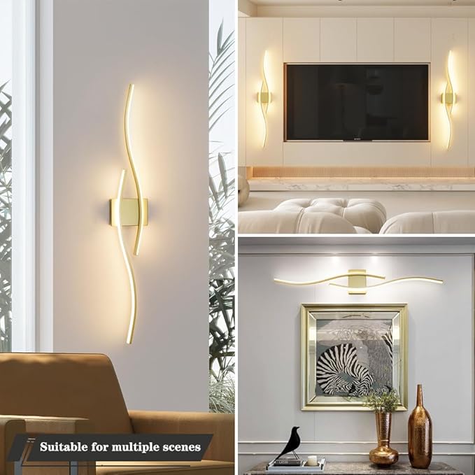 Modern Gold Bathroom Light Fixtures, LED Vanity Light with Remote Control, Bathroom Vanity Light Fixture Over Mirror, Wall Lights for Bedroom, 40.5 inch Wall Sconce Lighting for Home, Living Room
