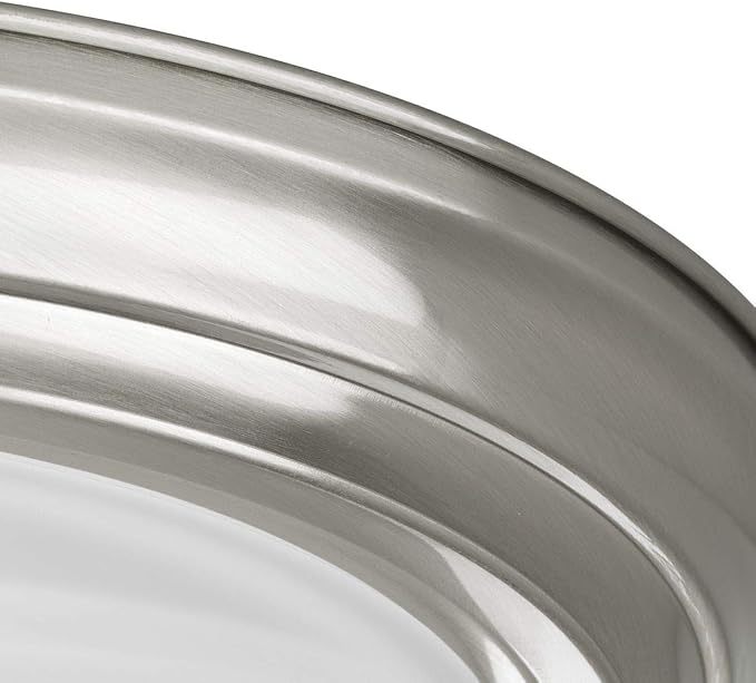 Progress Lighting 2-Light Ceiling Light, Flush Mount Ceiling Light Fixture for Interior Kitchen Lights, Hallway, Bedroom, Living Room, 13-1/4”, 5-13/16”, Brushed Nickel, Etched Glass Shade