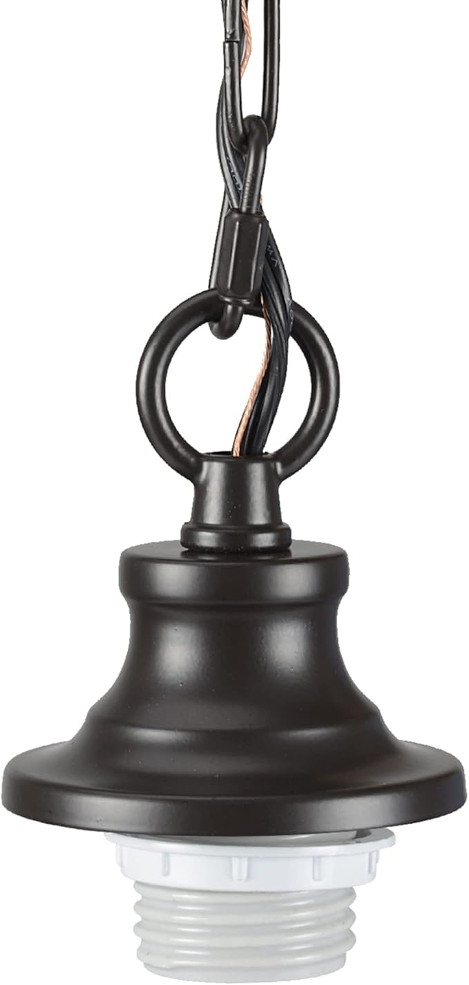 Aspen Creative 21052-11, Indoor Pendant Light Kit, 6' SPT-1 Black Wire / 5' Steel Chain. Socket Cup: 3-1/8" W x 1-5/8" H Suitable: 11-1/2" D. to 16" D. Pendant Shade. Oil Rubbed Bronze.1 Pack