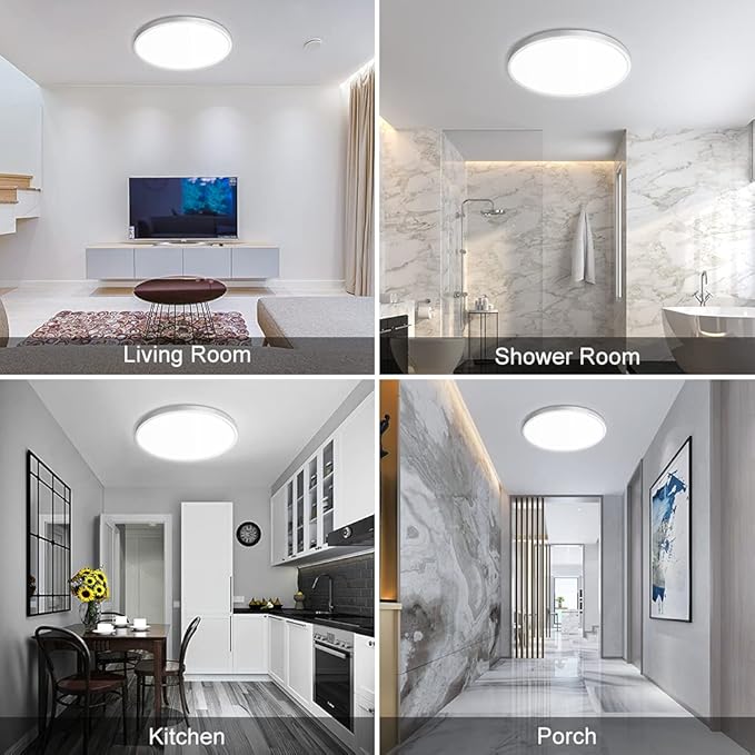 LEDLightsWorld 12 Inch LED Flush Mount Ceiling Light Fixture, Neutral White 4000K, 24W 3200LM, 0.94 Inch Thick Modern Ceiling Lamp, Round Lighting Fixture for Bedroom Closet Hallway Kitchen