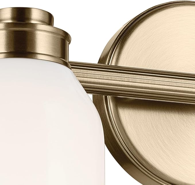 Kichler Shae 15" 2-Light Vanity Light Fixture with White Opal Glass in Champagne Bronze for Bathroom Vanity Over Mirror, Modern Coastal Style (15" W x 9" H), 55201CPZ