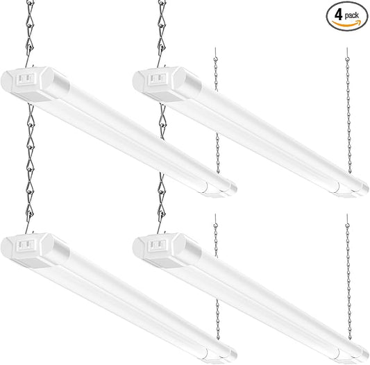 BBOUNDER 3FT LED Shop Light Fixture, Super Bright 3300LM, Cool Daylight White 6500K, Ceiling or Hanging Mount, Durable Garage Shop Lighting for Warehouse, Workbench, Basement, and Business Use, White