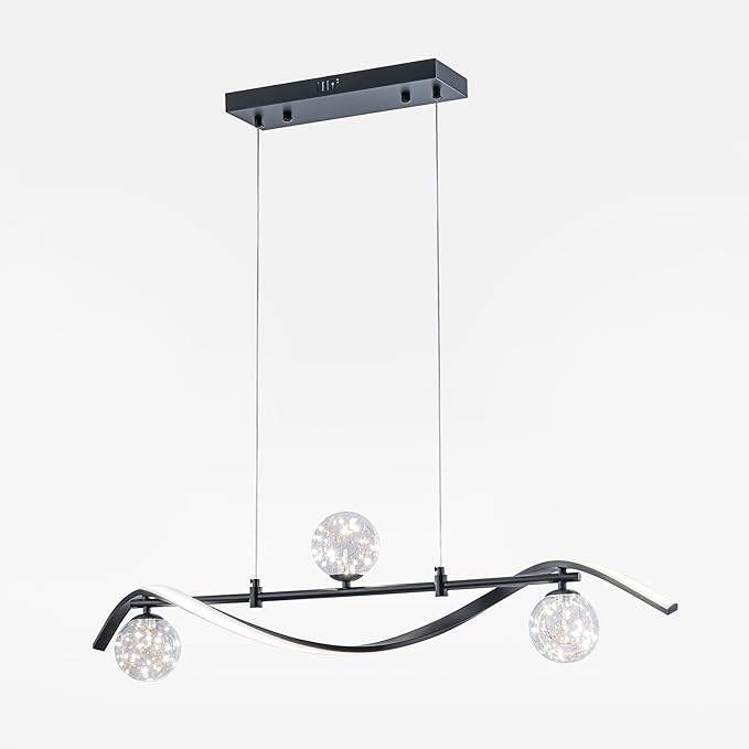homary 40.2" Dimmable Kitchen Island Lighting, Black 4-Light Dining Room Light Fixture Over Table Linear LED Chandelier Island Lights for Kitchen