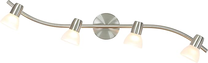 XiNBEi Lighting Track Light, 4 Light Kitchen Track Lighting, Modern S-Shaped Ceiling Track Light Bar Brushed Nickel Finish XB-TR1223-4-BN