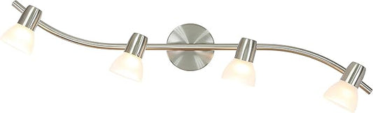 XiNBEi Lighting Track Light, 4 Light Kitchen Track Lighting, Modern S-Shaped Ceiling Track Light Bar Brushed Nickel Finish XB-TR1223-4-BN