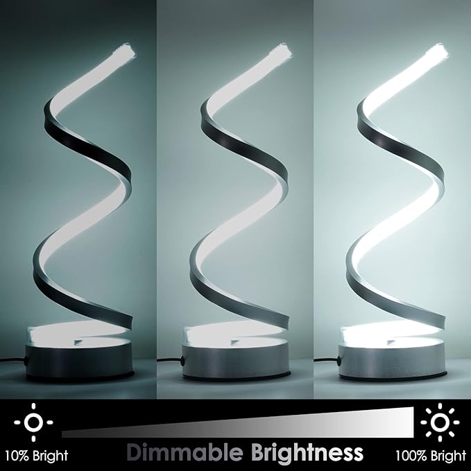 NUÜR Table Lamps for Living Room Set of 2, Silver Dimmable LED Lamp, Small Bedside Lamps, Nightstand Lamp for Bedroom Office Home Living Room