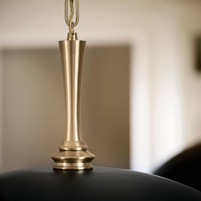 Kichler Delarosa 1-Light Pendant, Updated Traditional Light in Black and Champagne Bronze, Sloped Ceiling Compatible, for Your Kitchen, Dining Room or Hallway (12.75" x 20.25"), 52638BK