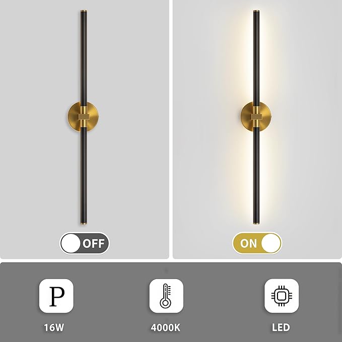 31" Black and Gold Vanity Light Bathroom Light Fixtures Over Mirror, 360° Rotatable LED Brushed Gold and Black Vanity Lights for Bathroom,18W 4000K Modern Vanity Light Bar for Bedroom Hallway Entryway