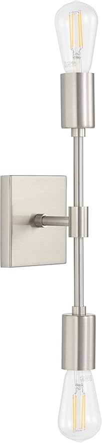 Linea di Liara Berbella 2-Light Brushed Nickel Bathroom Vanity Light Fixtures Modern Wall Sconces Lighting Fixture Wall Lights for Hallway and Bedroom Sconces with Two LED Bulbs Included, UL Listed
