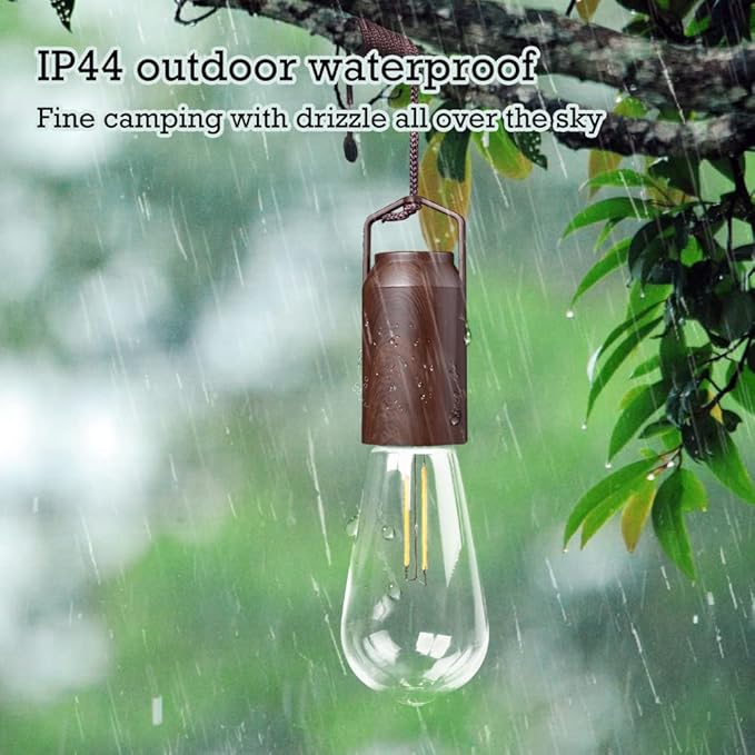 2 Pack Rechargeable Warm Tent Hanging Light Bulb,Portable Outdoor Vintage LED Camping Light,Pendant Hurricane Emergency Lighting Lantern for Hiking Backpacking Fishing Outage Power Failure