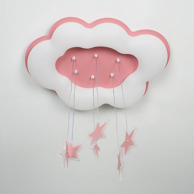 Skyblaze Cloud Ceiling Light Fixtures, Kids Room Star Light, Modern LED Lamp for Girls Bedroom Nursery, Pink Finish