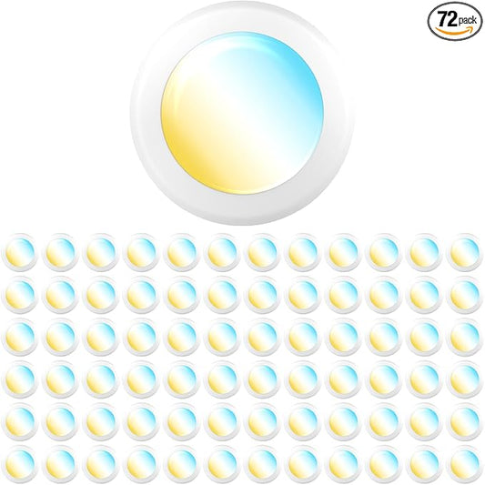 Sunco 72 Pack LED Disc Lights Ceiling 6 Inch, Flush Mount Disk Light, Recessed Can Lighting, 1050 LM, 15W (75W Equivalent), Selectable CCT 3000K/4000K/5000K/6000K/6500K, Dimmable, Damp Rated ETL