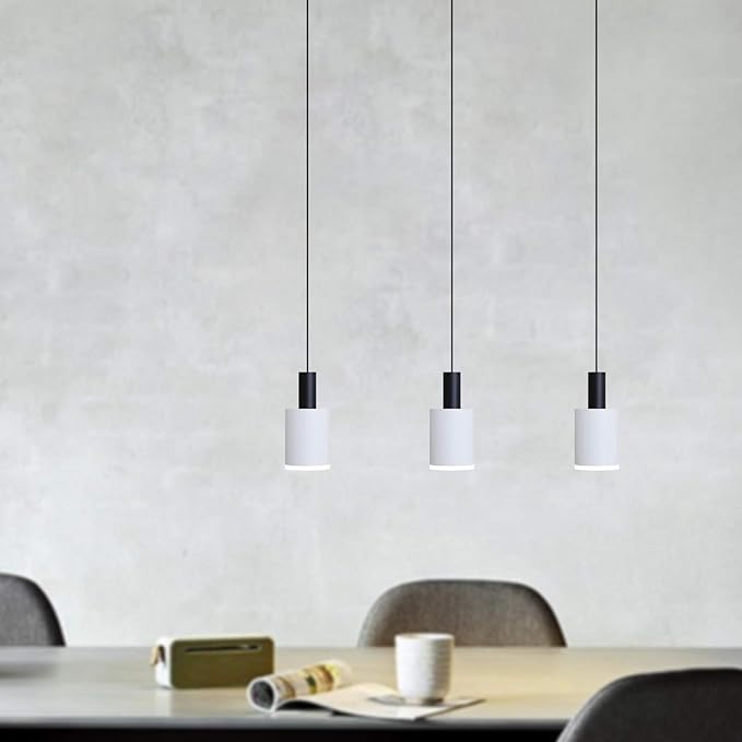 Virgo 3 Mini Pendant Lighting Black-White - LED Hanging Light Fixture for Kitchen Island, Bar, Foyer - Cluster Pendants - Dimmable, Adjustable Wire, Lamp Bulb Included