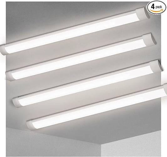 KILIPOL 4FT LED Batten Light, Ceiling Surface Mounted Slim LED Tube Lights, 40W 4000K Neutral White for Office, Shop, Garage, Home, 4 Packs