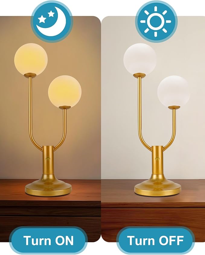 Lightdot Globe Table Lamp for Bedroom Mid Century Modern Gold Small Desk Lamp Dimmable 3000K Warmwhite Nightstands Lamp Bedside Table Lamp for Living Room Home Office(G9 Bulbs Included)