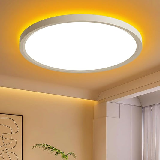 12in Flush Mount Ceiling Light with Remote Control,3CCT 3000-6500K Dimmable,Round Ultra-Thin Plafonnier with Smart App Control,24W 2400LM Ceiling Light for Bedroom/Living Room/Bathroom